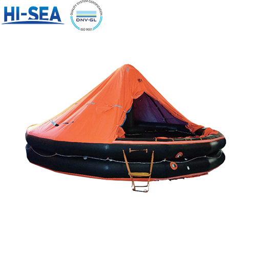 Both Sides of A Canopied Reversible lnflatable Liferaft